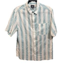 New No Tag H&M Men's  Short Sleeve Shirt Size M Light Blue -White Striped